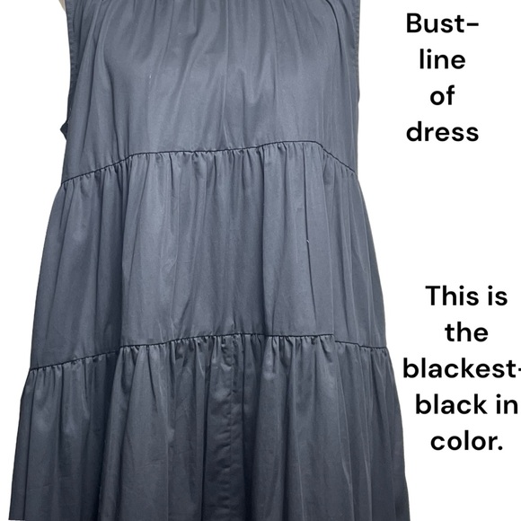 CO Essentials Collection Sleeveless Cotton Tiered Midi Dress Black Pocket Sz Med - Picture 8 of 16